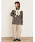 ストライプツイル裾タックパンツ