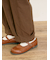 ストライプツイル裾タックパンツ