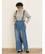 デニム/ツイルサスペンダー付きパンツ