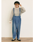 デニム/ツイルサスペンダー付きパンツ