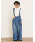 デニム/ツイルサスペンダー付きパンツ