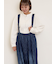 デニム/ツイルサスペンダー付きパンツ