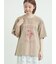 【接触冷感】ミニ裏毛切替フラワープリントTシャツ