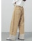 デニム裾レースワイドパンツ