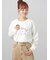 レース付きロゴプリントロングTシャツ