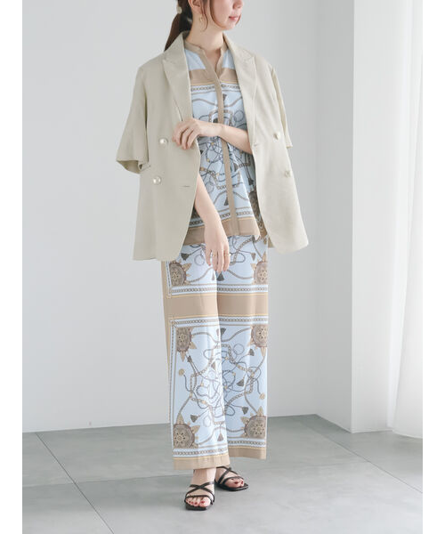 韓国の大人気 MandiMercredi 花柄プリント セットアップ スカーフプリントパンツ（セットアップ可）《2025summer catalog