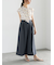 金釦麻調タックガウチョパンツ（セットアップ可）