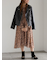 フラワーシフォンフリルネックドレス