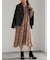 フラワーシフォンフリルネックドレス