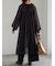 フラワーシフォンフリルネックドレス