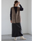 ノーカラーダブルブレストジレ