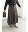 チェックアソートロングプリーツスカート