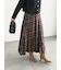 チェックアソートロングプリーツスカート