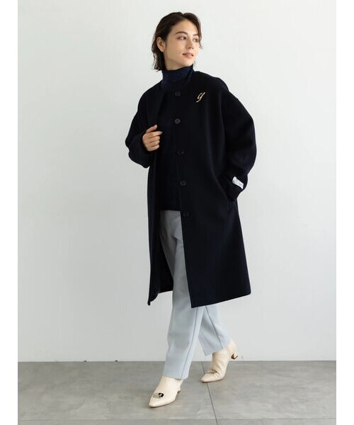 ウールメルトンノーカラーロングコート《2025winter catalog item