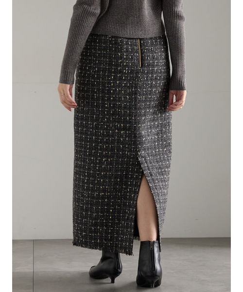 ツィードロングナロースカート《2025winter catalog item》｜テチチの