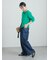 ライトオンスデニムタックワイドパンツ