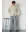 ボーダー襟付リブカーディガン