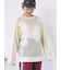 袖ドロスト花柄メッシュニット