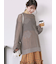 袖ドロスト花柄メッシュニット