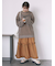 袖ドロスト花柄メッシュニット