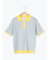 配色透かし編みポロシャツ