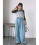 箔プリントワイドデニムパンツ