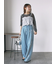 箔プリントワイドデニムパンツ