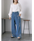 箔プリントワイドデニムパンツ