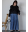 デニム切替ギャザースカート