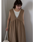 Vネックノースリーブワンピース