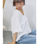 Vネックフリルブラウス