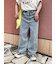 ◎リボン刺繍ストレートデニムパンツ