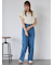 ◎リボン刺繍ストレートデニムパンツ
