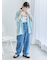 ◎リボン刺繍ストレートデニムパンツ