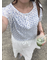 小花柄ヘンリーネックカットソー
