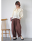 シアーチェックラッフル襟ブラウス