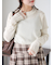 袖フリルモックネックニット