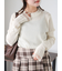 袖フリルモックネックニット