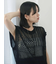 麻タッチパッチワークニットベスト