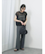 麻タッチパッチワークニットベスト