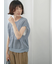 麻タッチパッチワークニットベスト