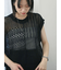 麻タッチパッチワークニットベスト