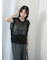 麻タッチパッチワークニットベスト