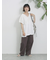 ◎【接触冷感】シャーリングVネックプルオーバー