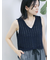 テープヤーン透かしニットベスト