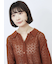 透かし柄ニットポロ