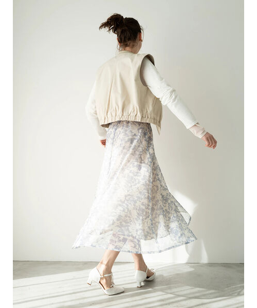 メッシュフラワーフレアスカート《2025spring catalog item