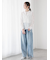 袖シャーリングシアーストライプブラウス