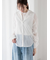 袖シャーリングシアーストライプブラウス