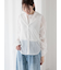 袖シャーリングシアーストライプブラウス